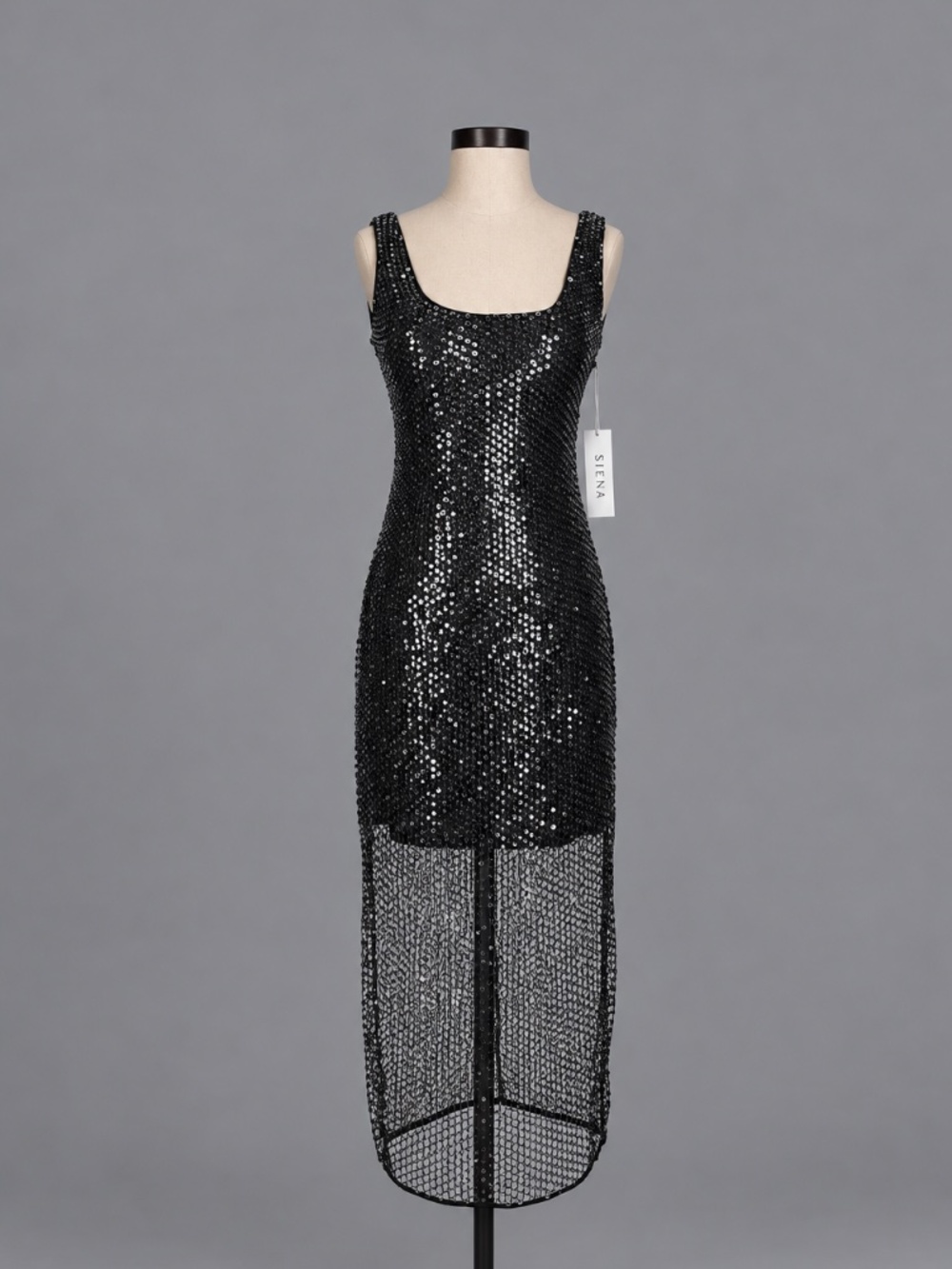 Siena Black Sequin Mesh Cocktail Dress Size 4